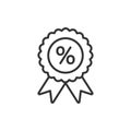 Best price line icon. Business percent badge with ribbons. Royalty Free Stock Photo